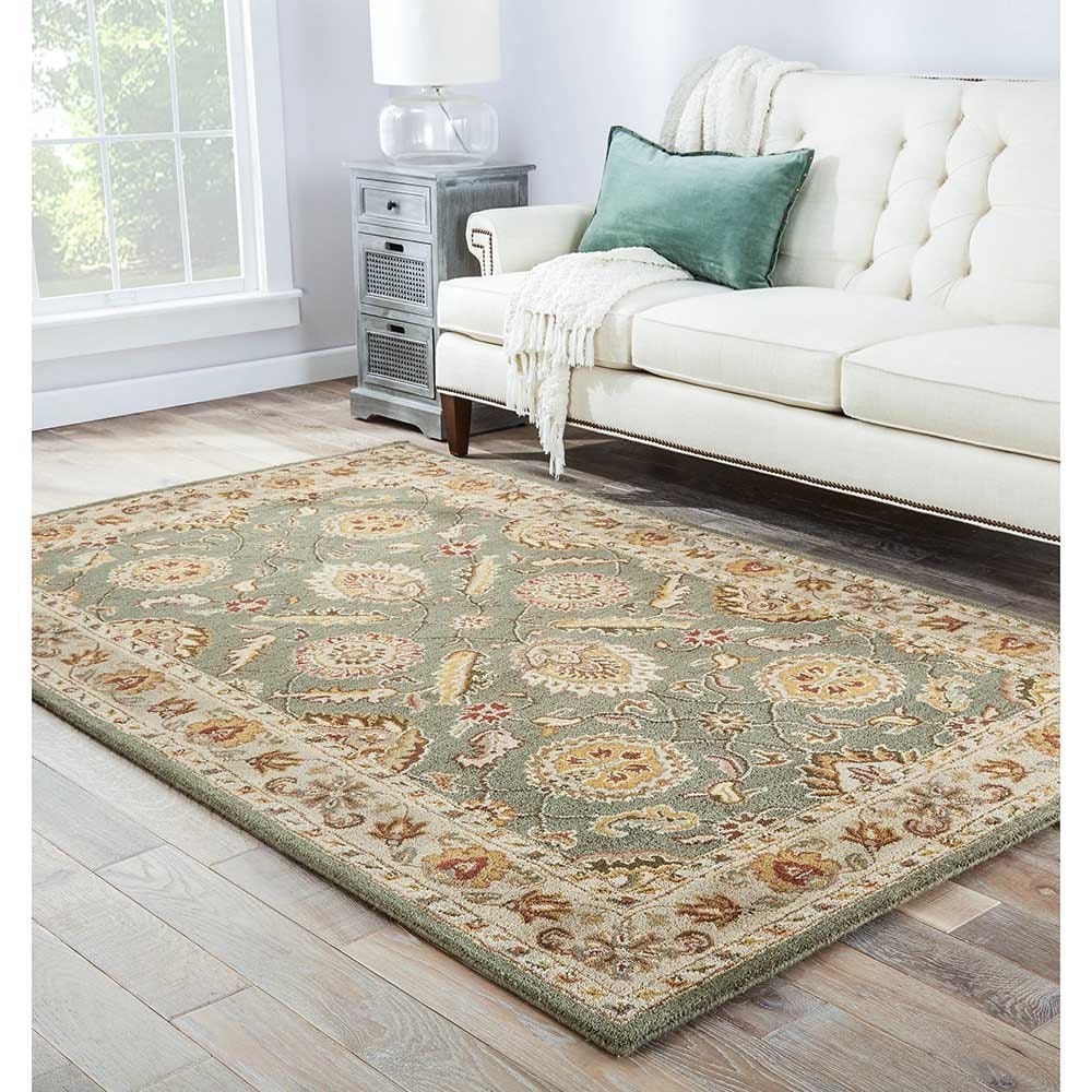 Hand tufted Traditional Oriental Pattern Green Rug (2 X 3)