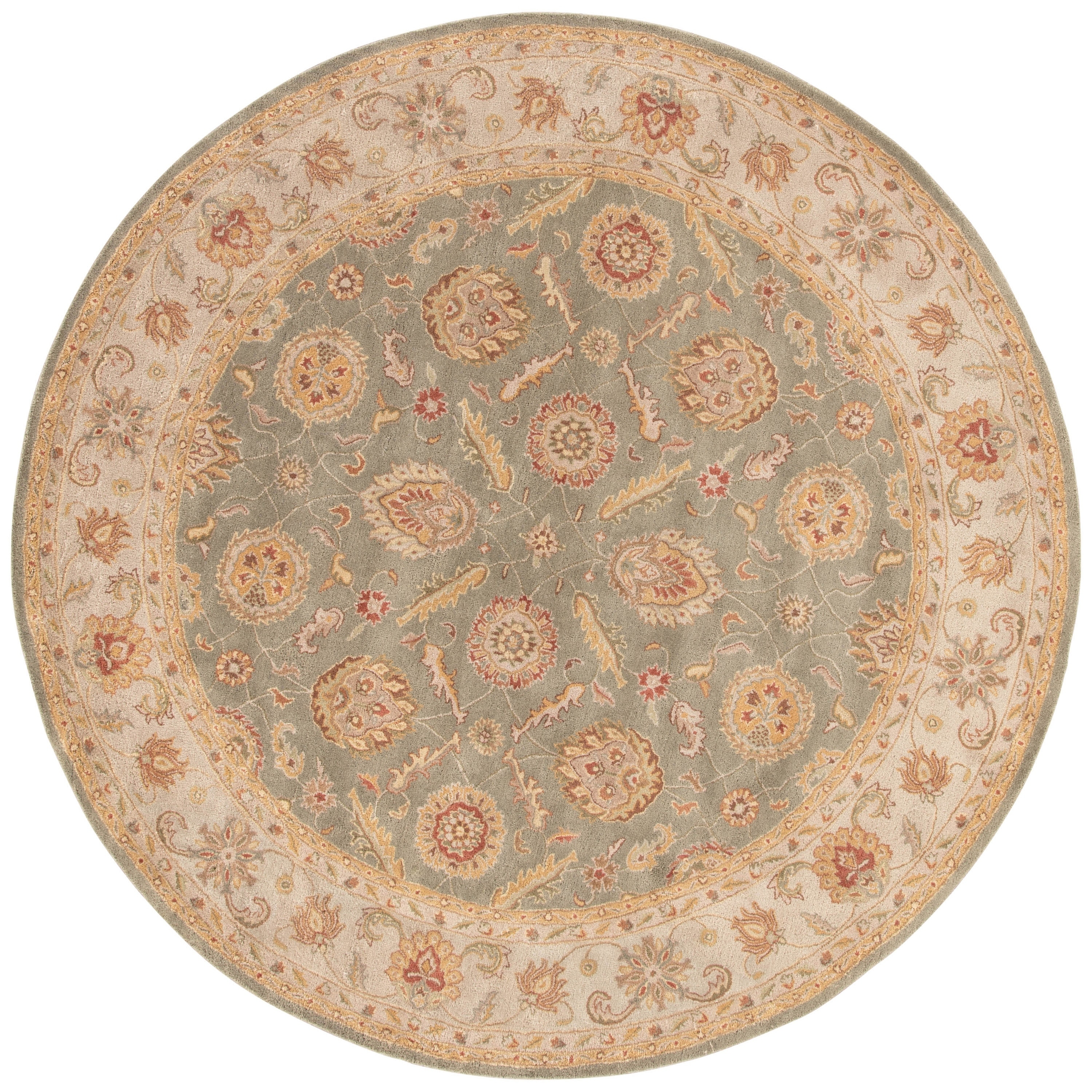 Hand tufted Traditional Oriental Pattern Green Rug (10 Round)