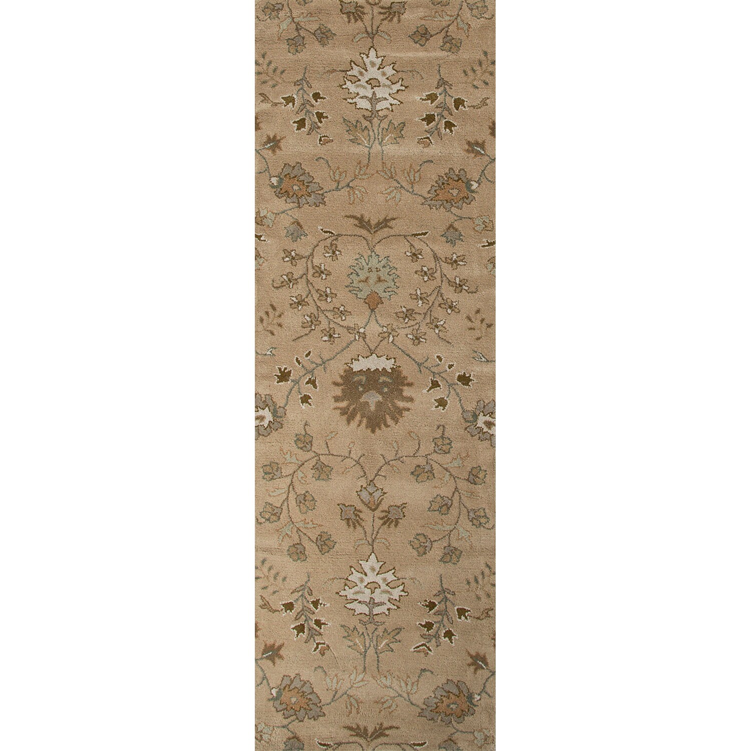 Hand tufted Transitional Floral pattern Brown Runner Rug (26 X 8)