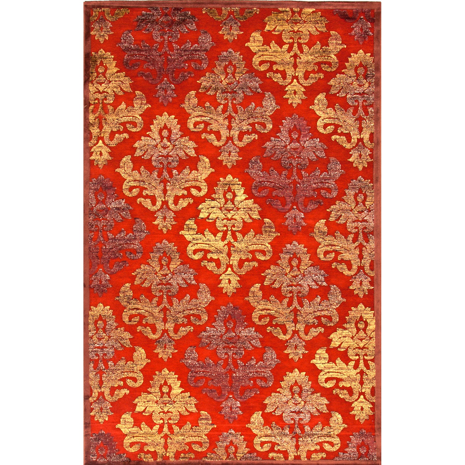 Transitional Floral Pattern Red/ Orange Rug (9 X 12)