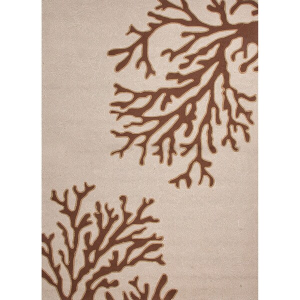 Hand hooked Indoor/ Outdoor Brown Abstract pattern Polypropylene Rug