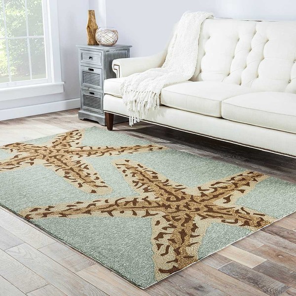 Havenside Home New Castle Indoor/ Outdoor Animal Blue/ Brown Area Rug - 7'6 x 9'6