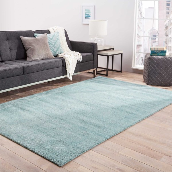 Minke Handmade Solid Aqua Teal Area Rug 5 X 8