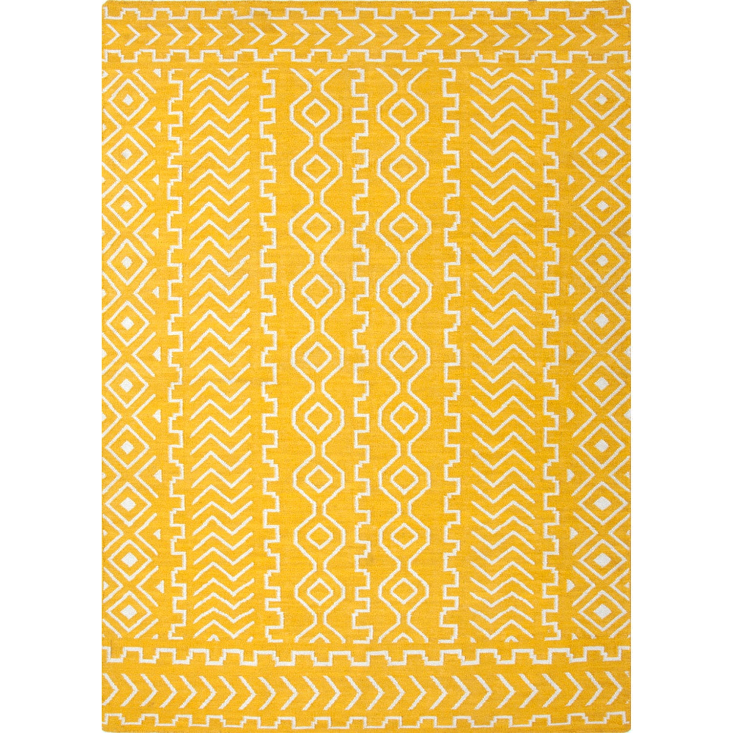 Handmade Flat weave Yellow Tribal pattern Area Rug (36 X 56)