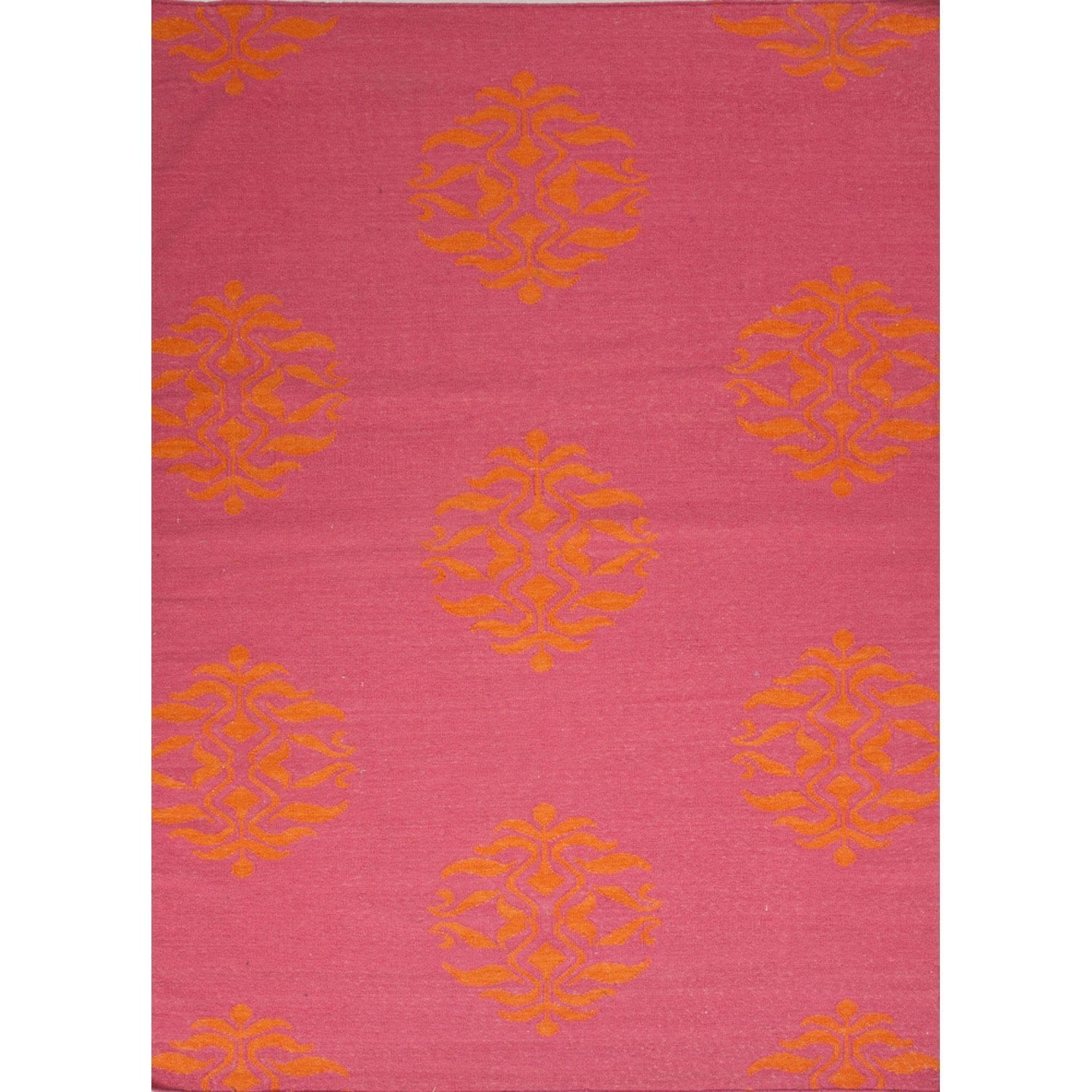 Handmade Flat Weave Moroccan Pattern Canterbury/ Orange Rug (8 X 10)