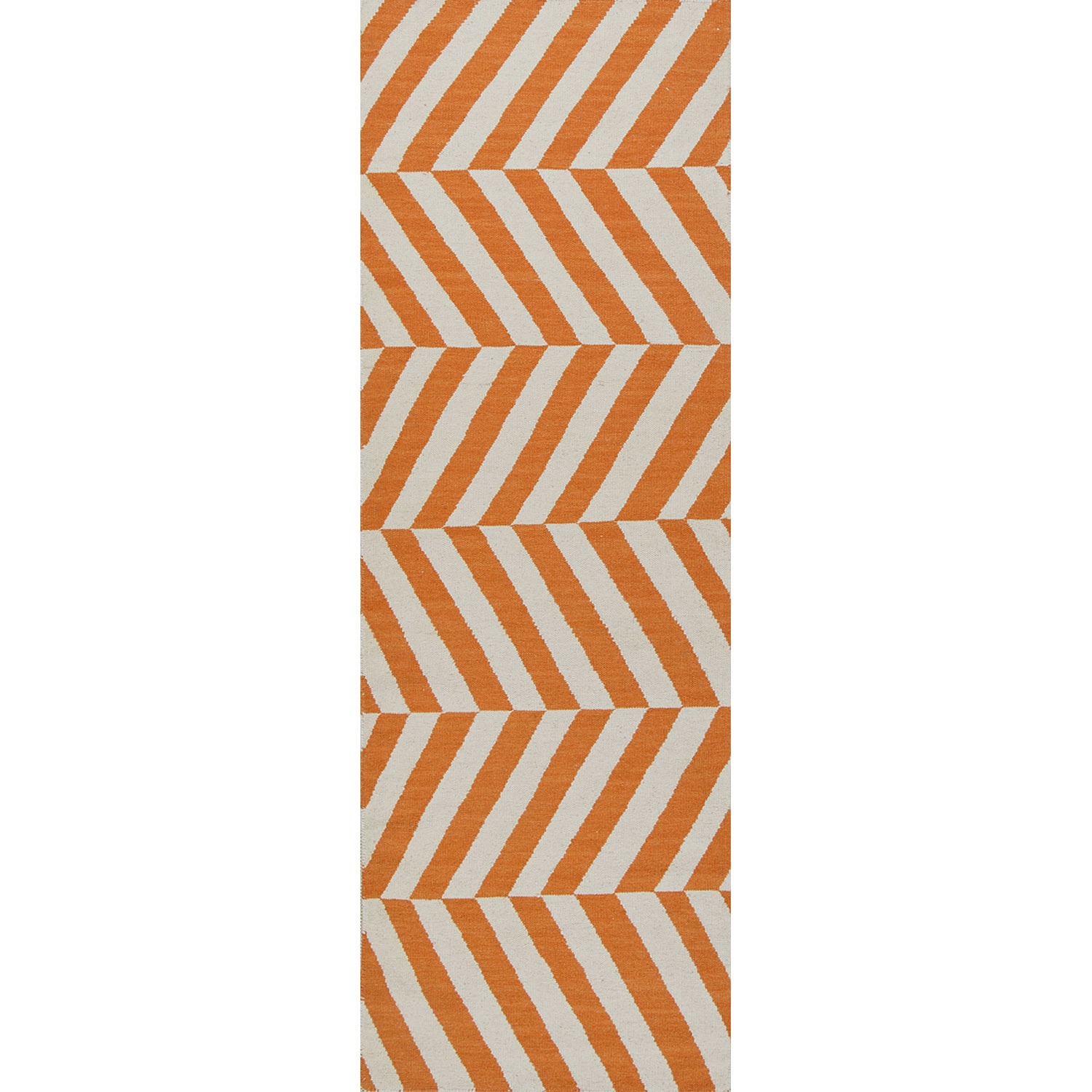 Handmade Flat Weave Stripe Pattern Red/ Orange Rug (26 X 8)