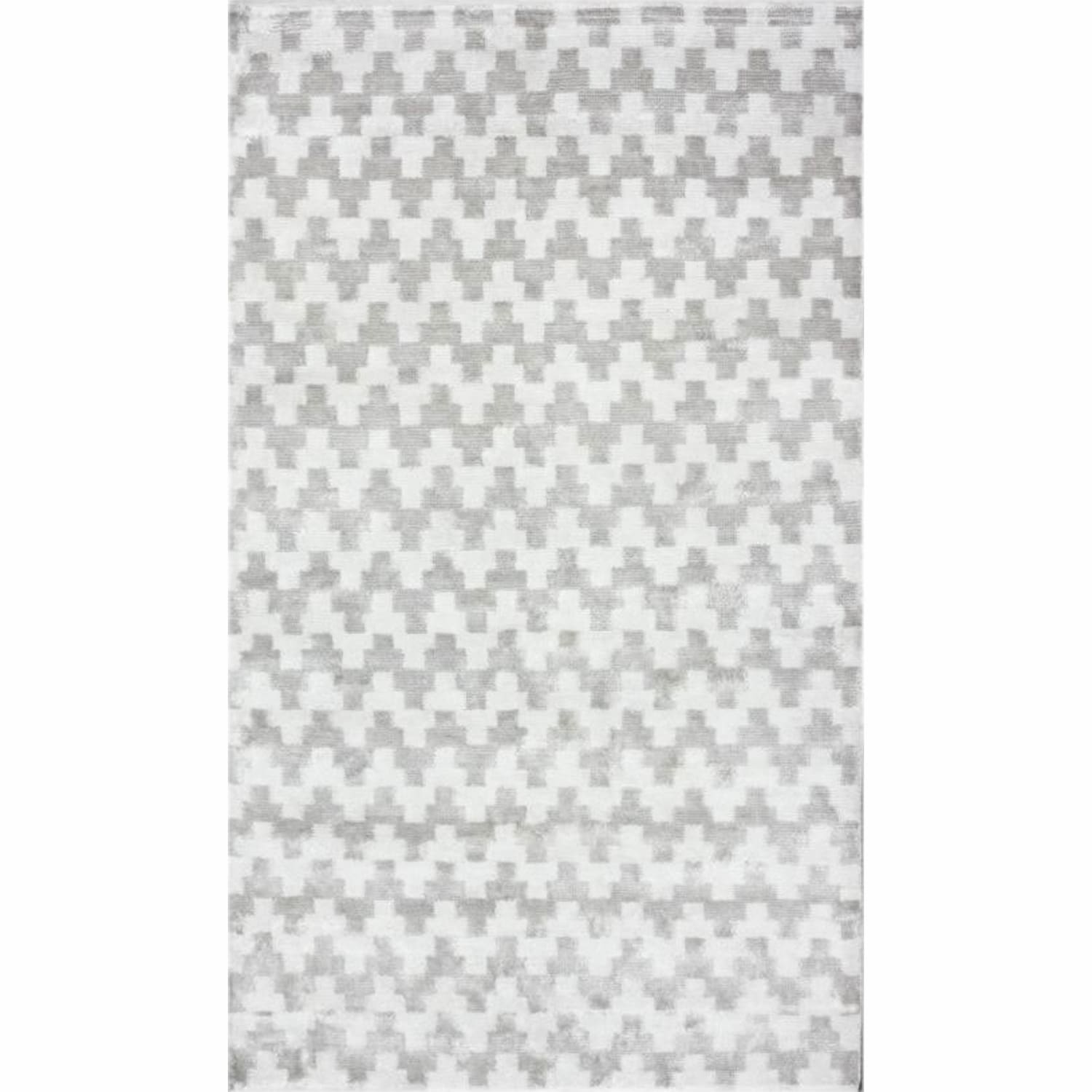 Nuloom Hand knotted Viscose Modern Chevron Rug Silver (8 X 10)