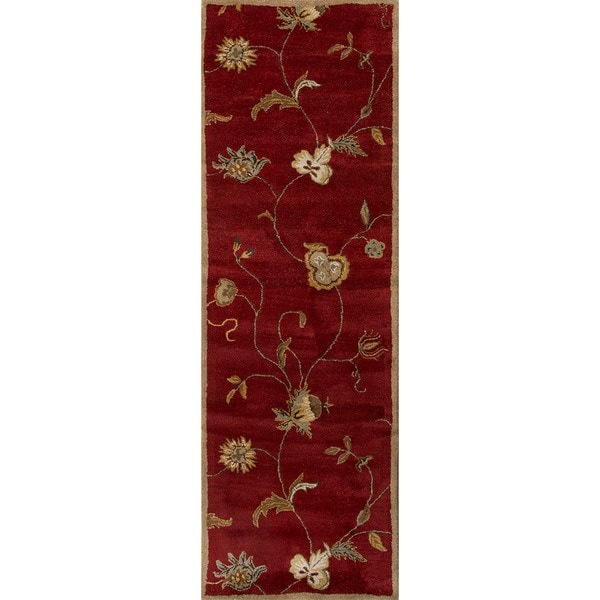 Hand tufted Transitional Floral Pattern Red/ Orange Accent Rug (2 x 3