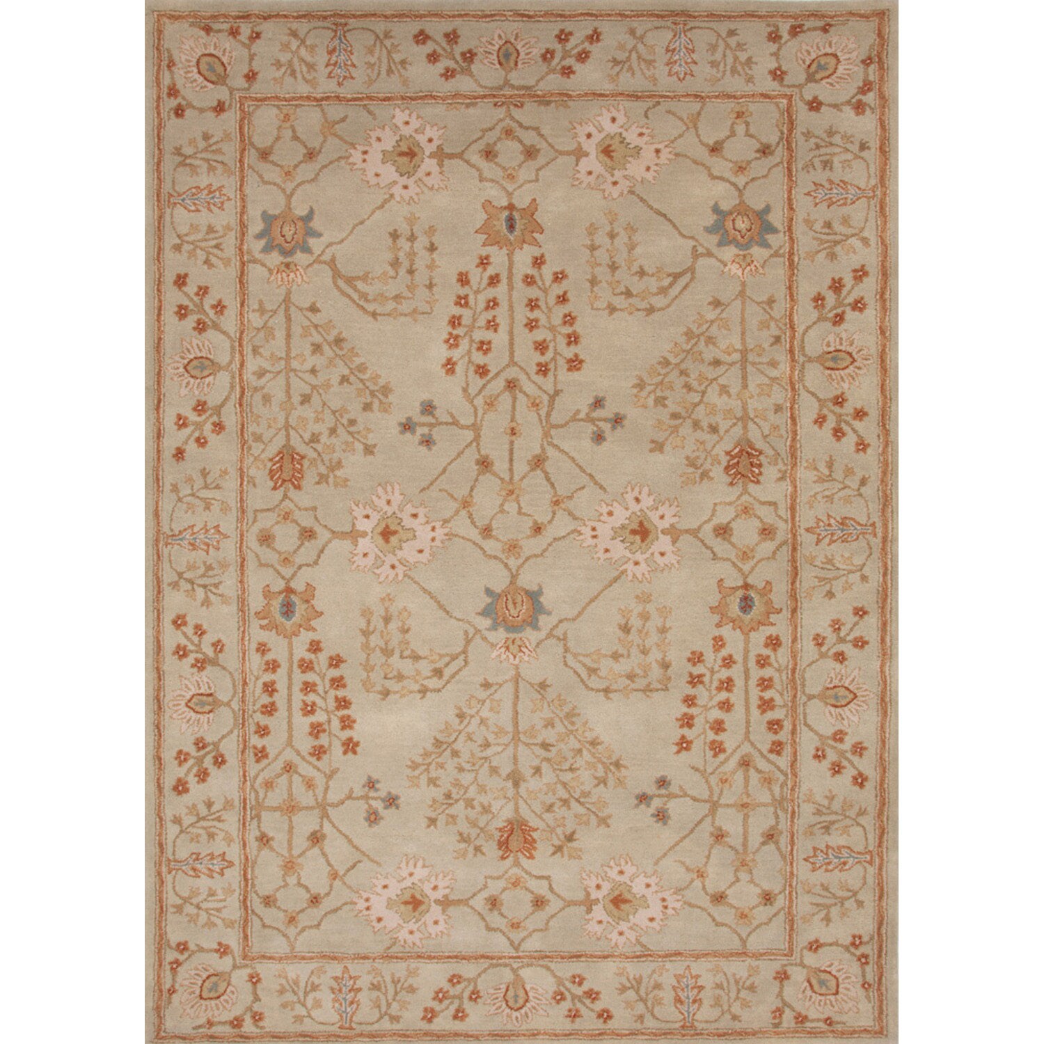Hand tufted Transitional Arts/ Crafts Pattern Green Rug (2 X 3)
