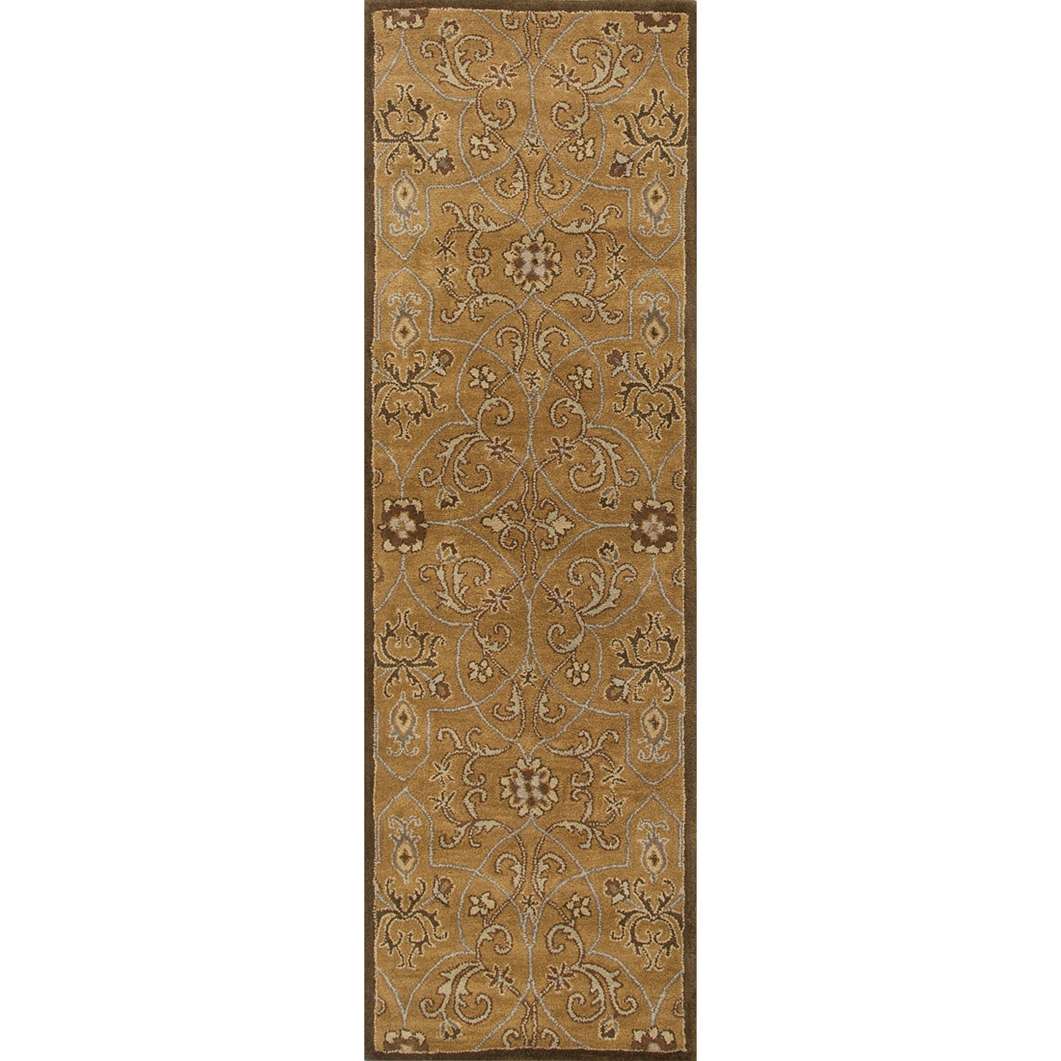 Hand tufted Transitional Tone on tone Pattern Yellow Rug (26 X 8)