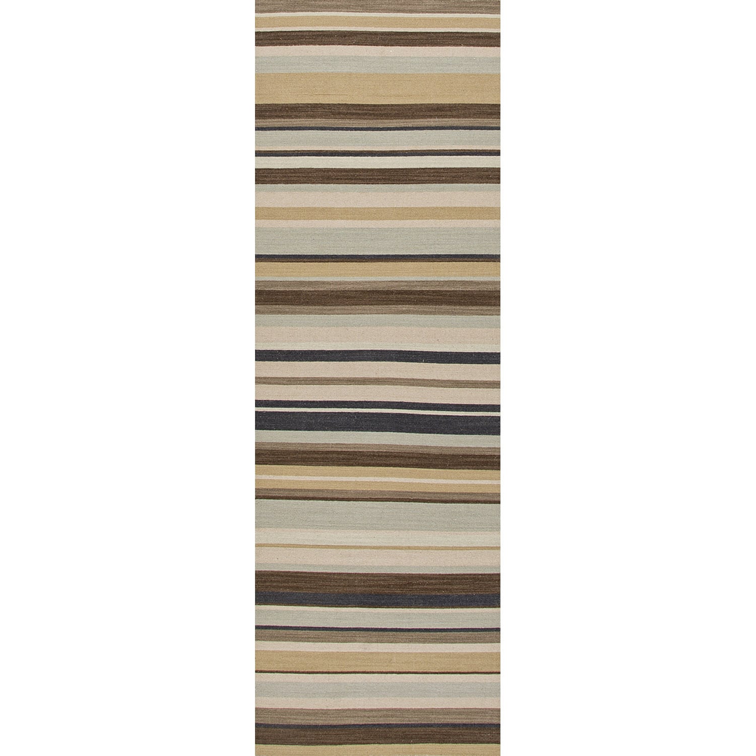 Handmade Flat Weave Stripe Pattern Blue/brown Rug (26 X 8)