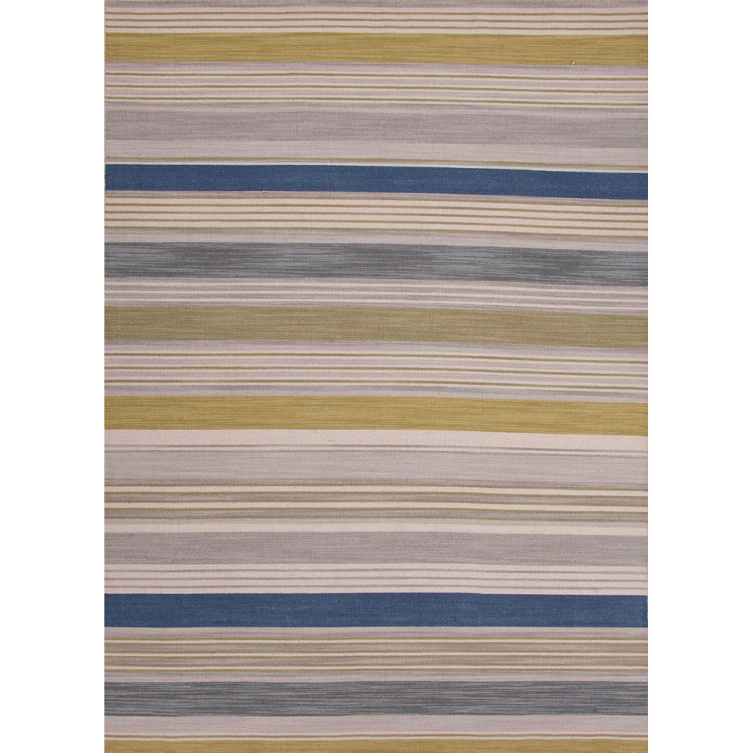 Handmade Flat Weave Stripe Pattern Green Durable Rug (4 X 6)