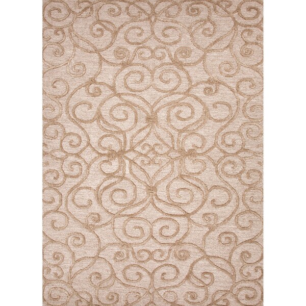 Hand-tufted Transitional Floral Pattern Looped-cut Brown ...