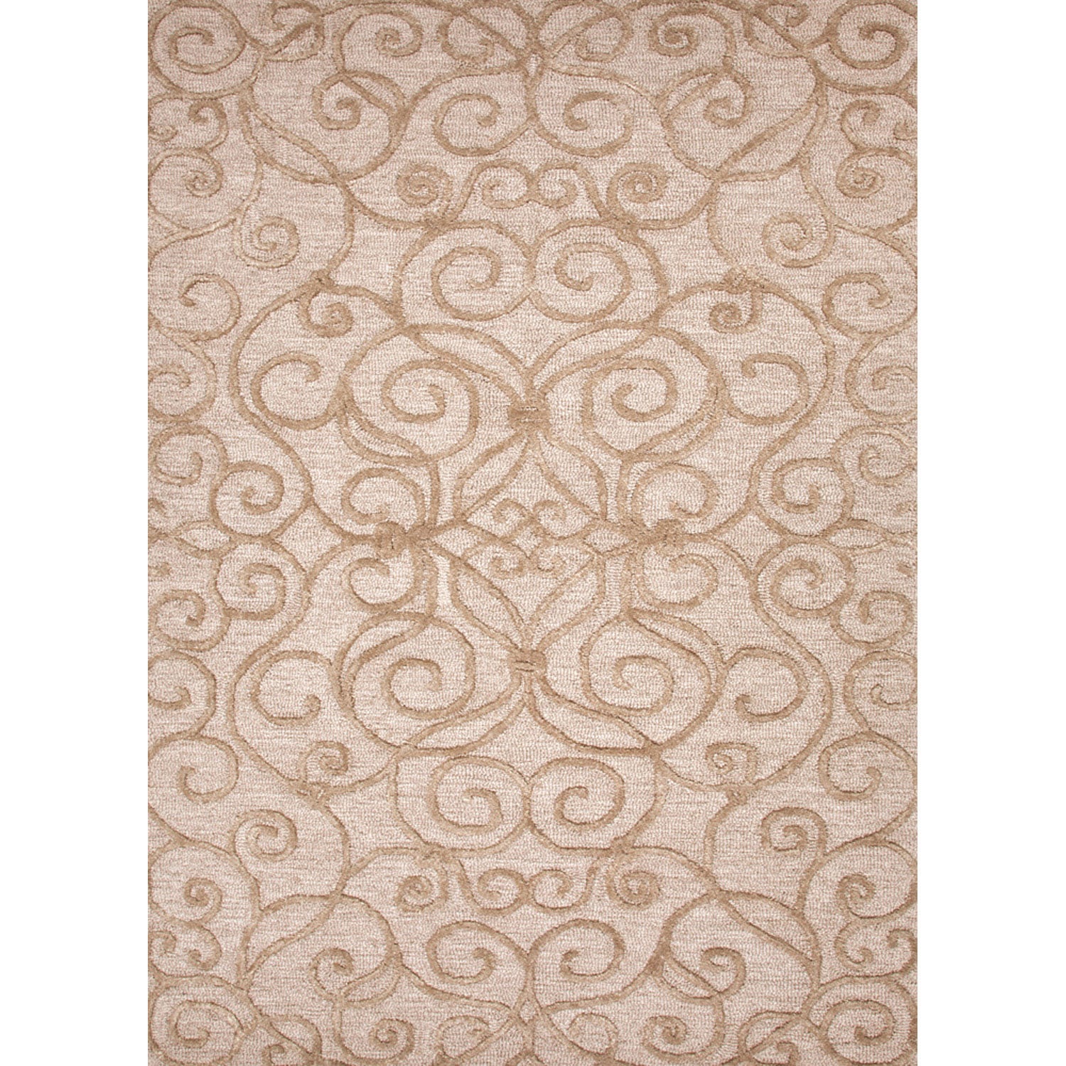 Hand tufted Rectangular Transitional Floral pattern Brown Rug (8 X 11)