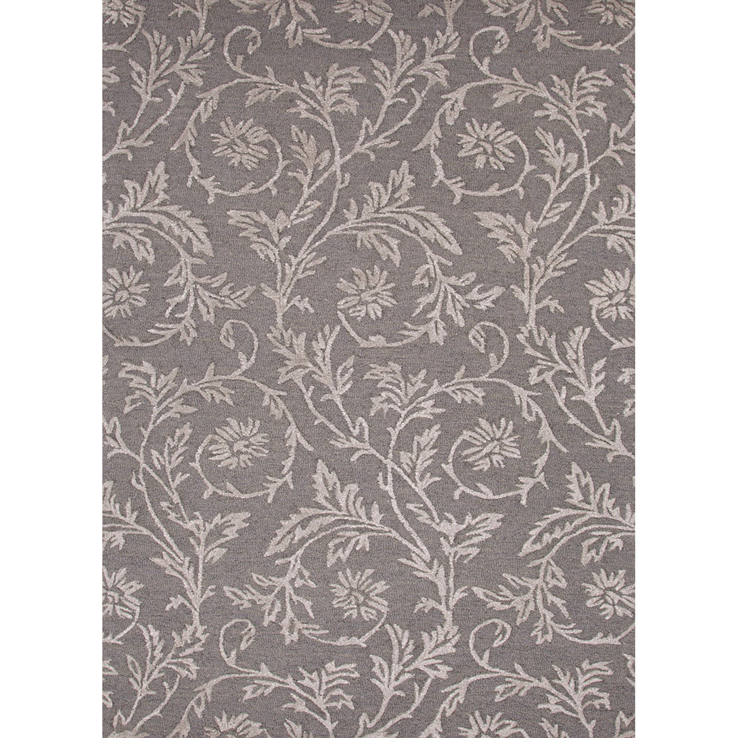 Hand tufted Transitional Floral Pattern Grey Rug (8 X 11)