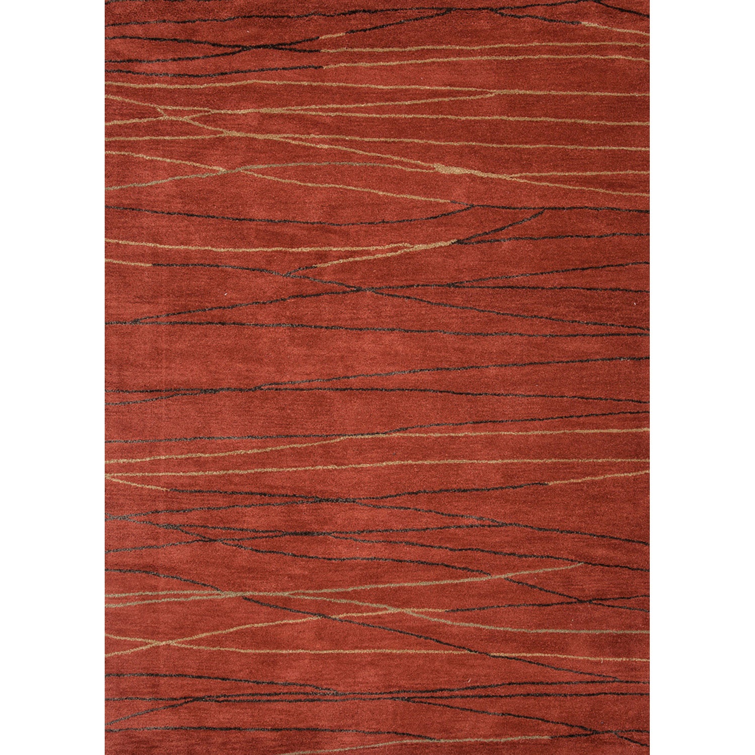 Hand tufted Contemporary Geometric Red/ Orange Area Rug (8 X 11)