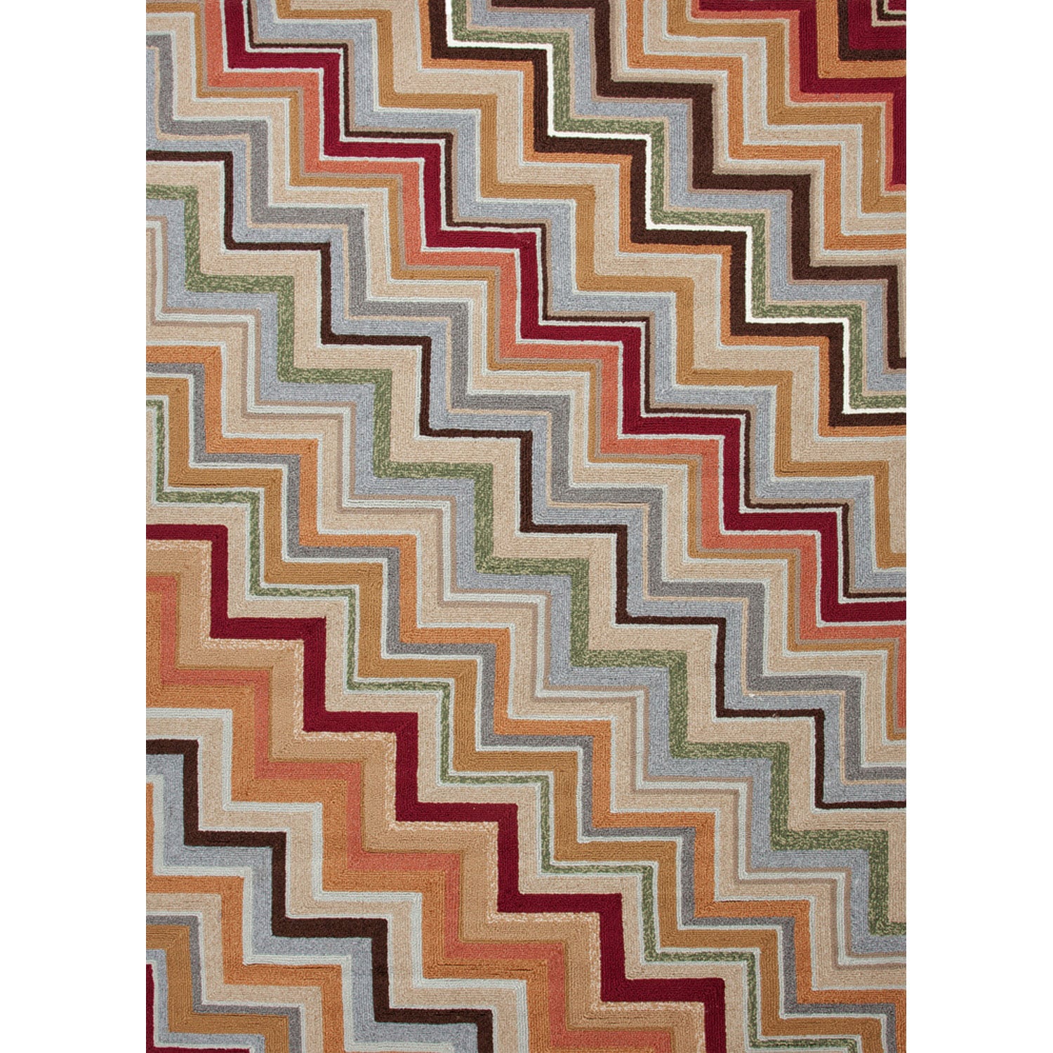 Hand hooked Indoor/ Outdoor Stripe Red/ Orange Easy care Rug (76 X 96)