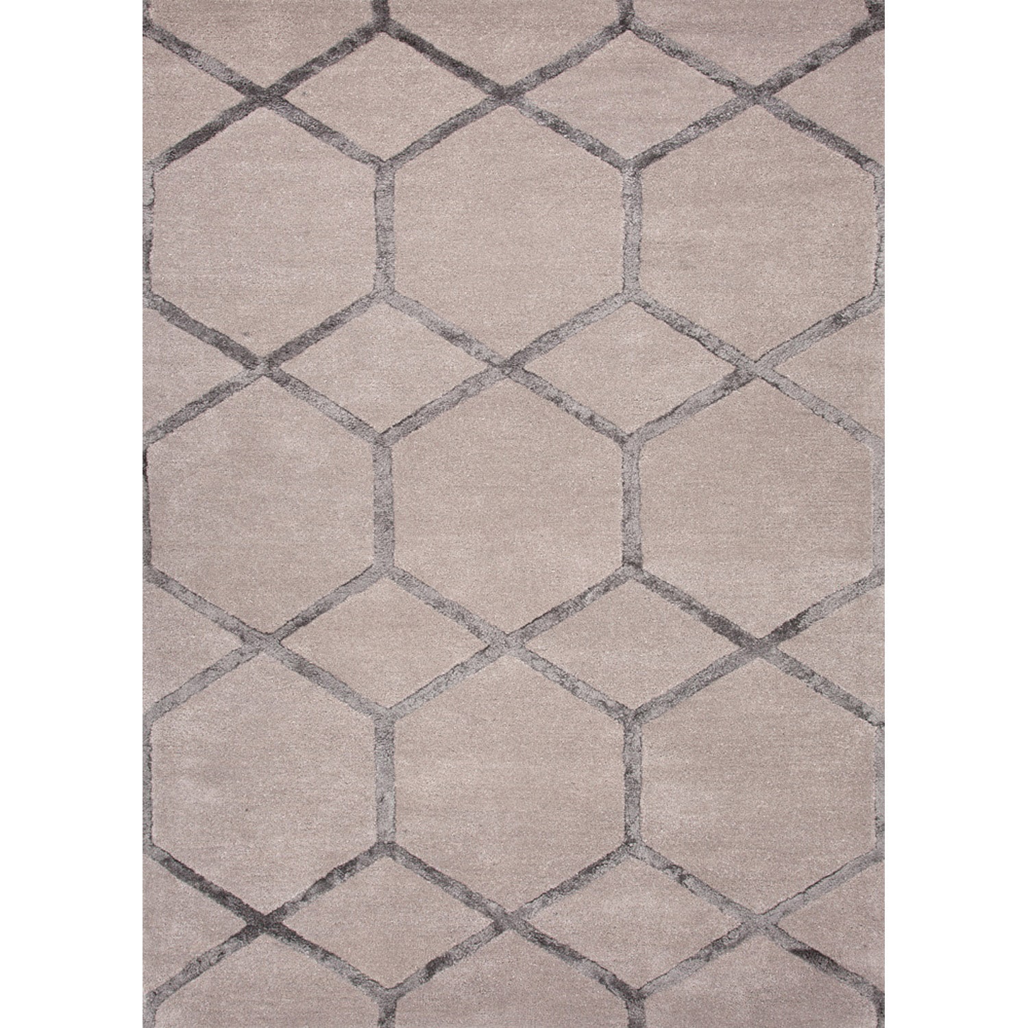 Hand tufted Contemporary Geometric Gray/ Black Area Rug (36 X 56)