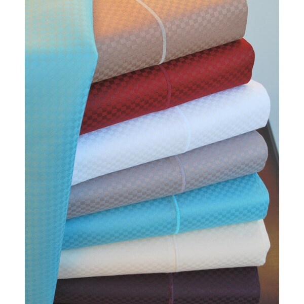 Superior 800 Thread Count Micro Checkered 6 Piece Cotton Blend Sheet Set