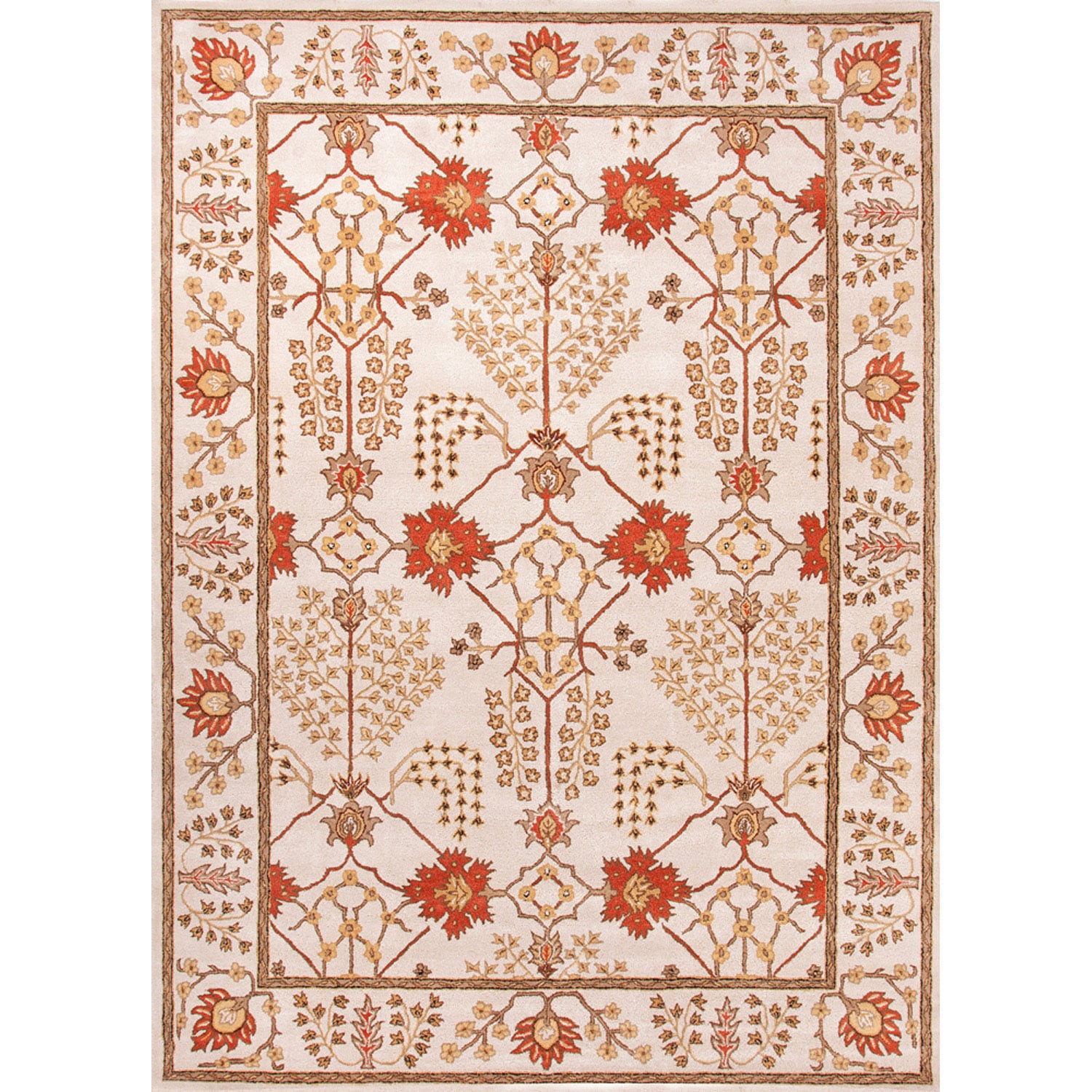 Hand tufted Transitional Oriental Pattern Ivory Rug (5 X 8)