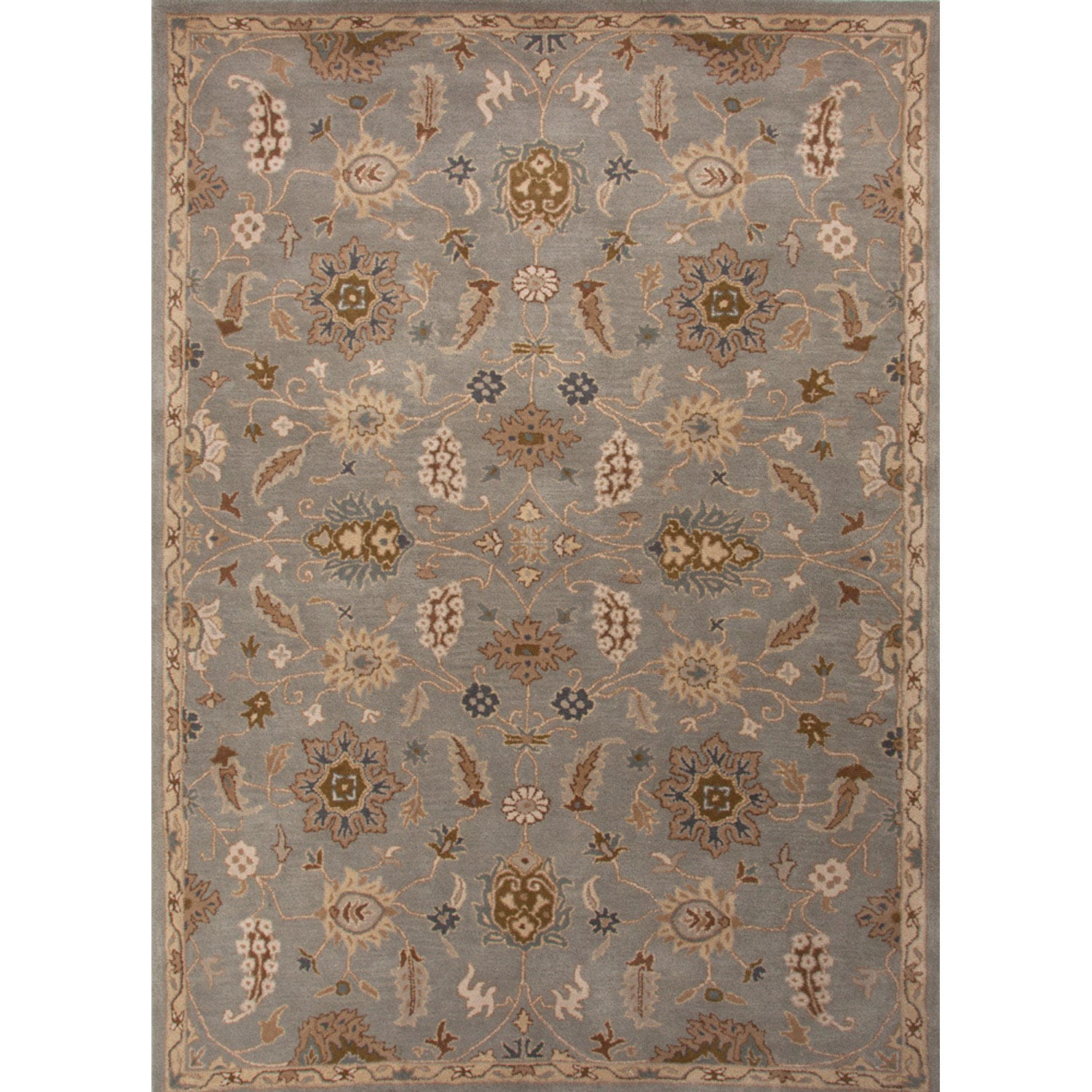 Hand tufted Transitional Floral Pattern Blue Rug (5 X 8)