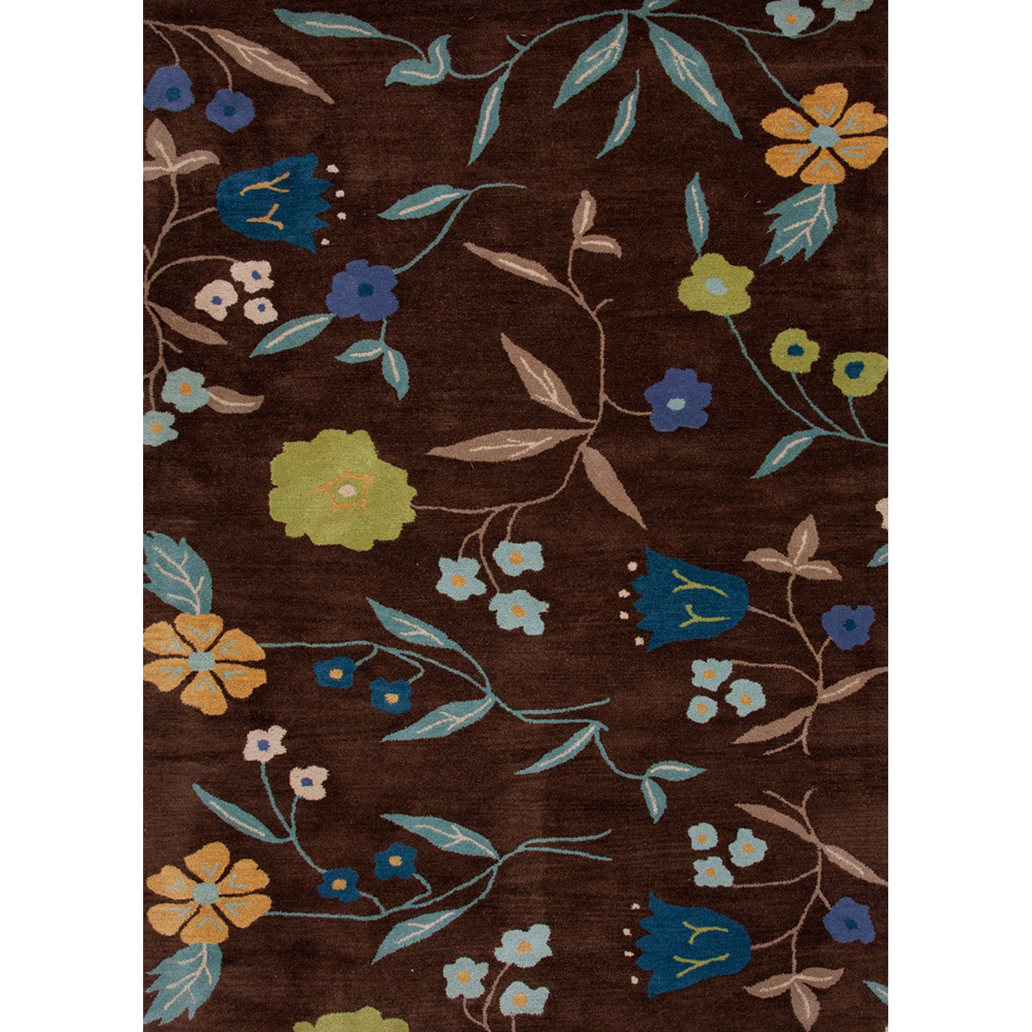 Hand tufted Transitional Floral Pattern Brown Rug (2 X 3)