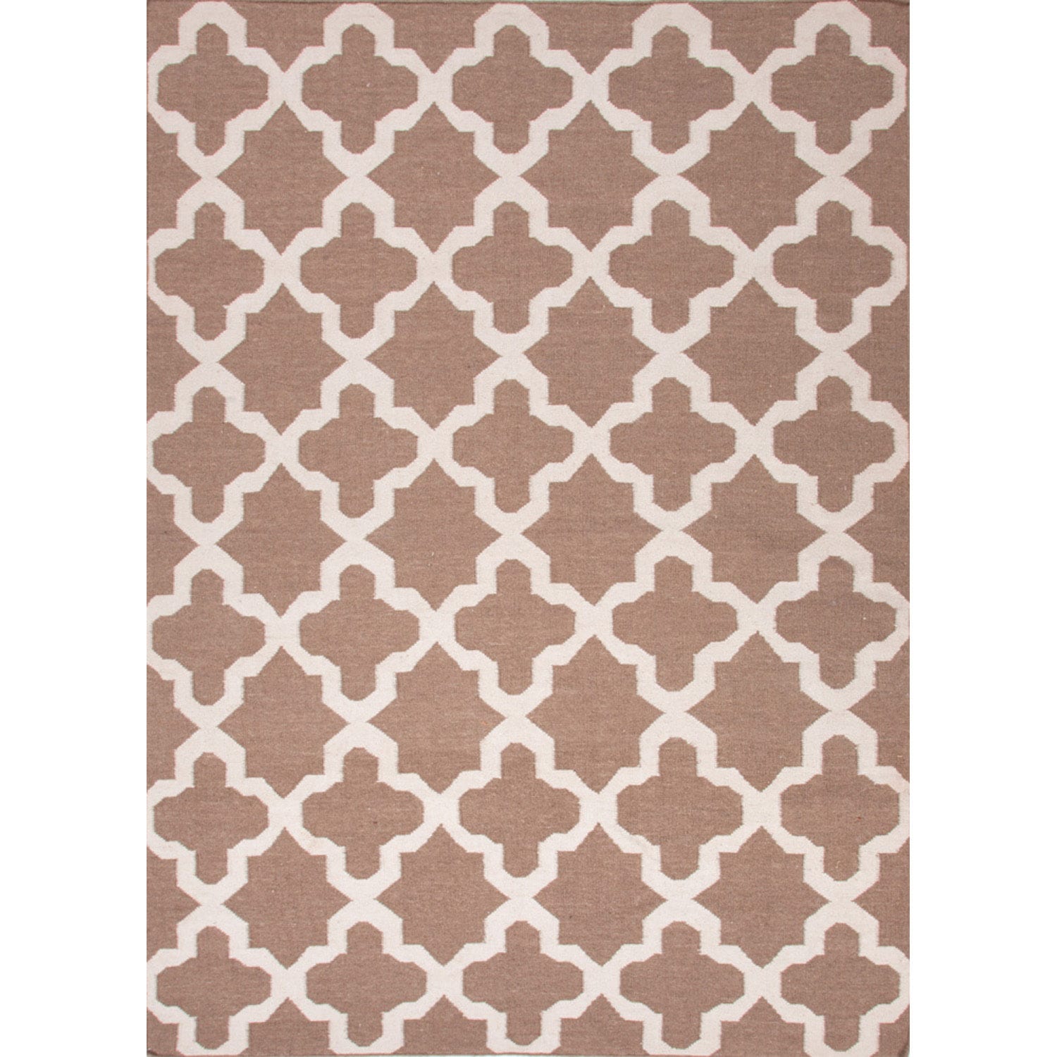 Reversible Handmade Flat Weave Geometric Pattern Brown Rug (36 X 56)