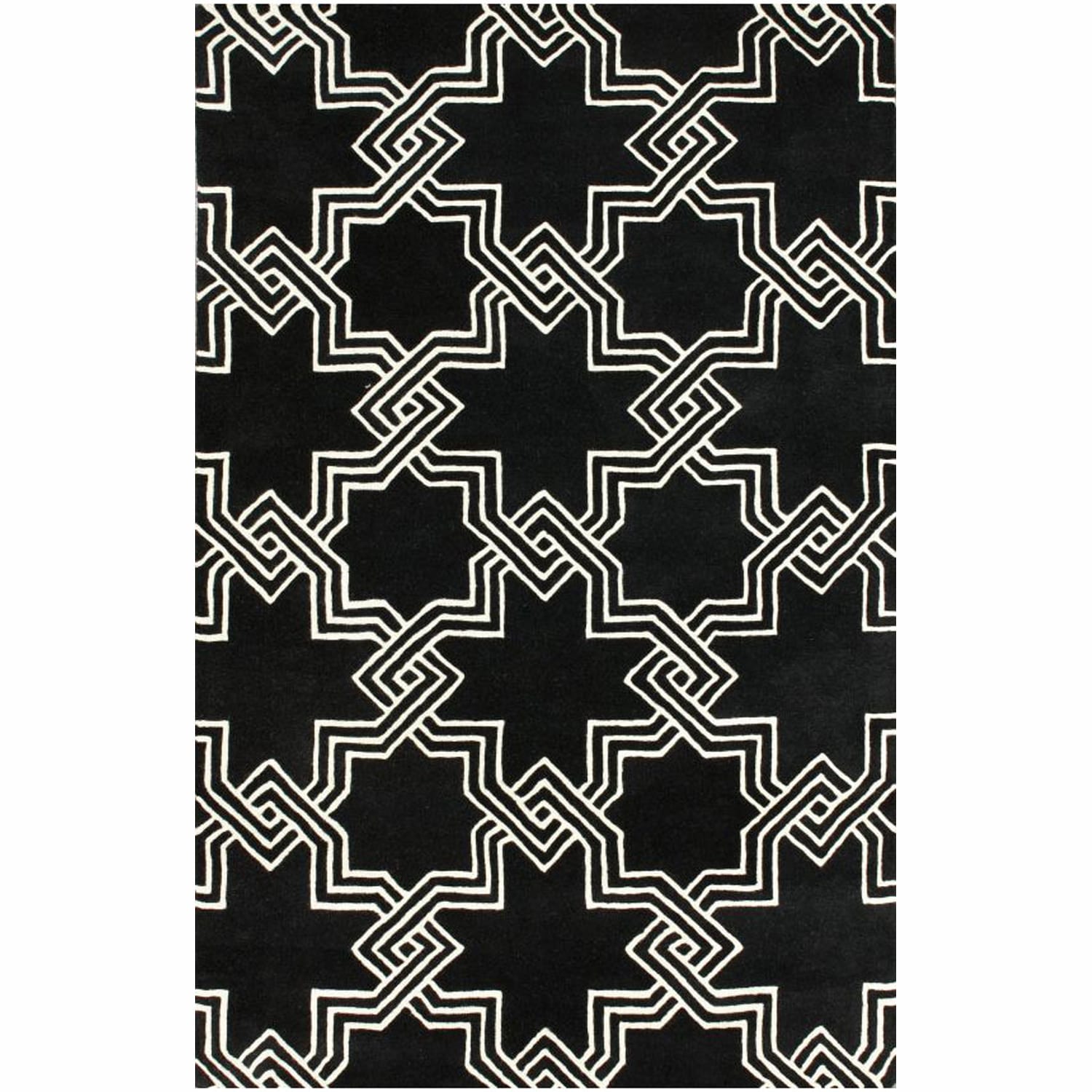 Nuloom Handmade Modern Star Trellis Black / White Rug (3 X 5)