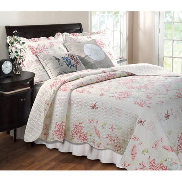 Shop Greenland Home Fashions Coral Red 5piece Bonus Quilt Set Free