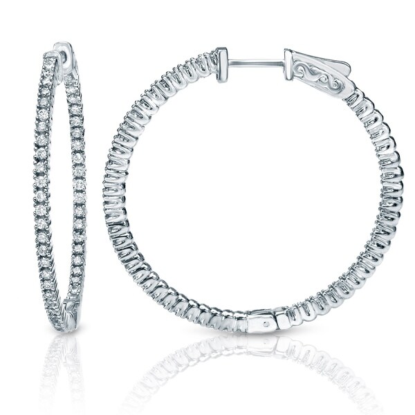 Auriya 14k Gold 3 Carat Tdw 2 28 Inch Inside Out Diamond Hoop Auriya 14k Gold 3 Carat Tdw 2 28 Inch Inside Out Diamond Hoop Earrings