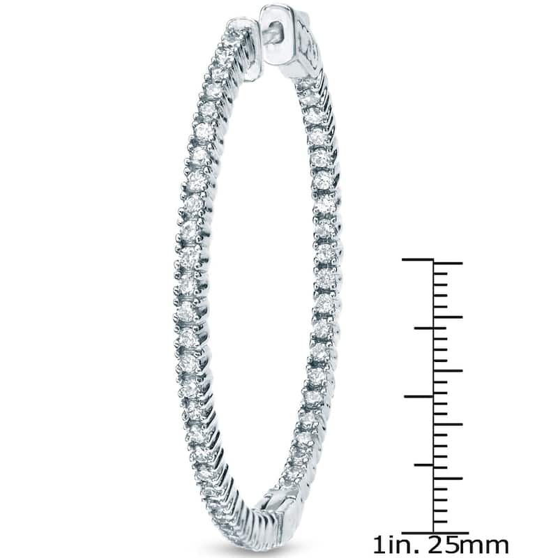 Auriya 14k Gold 3ctw Large Inside-out Diamond Hoop Earrings - 2.28-inch