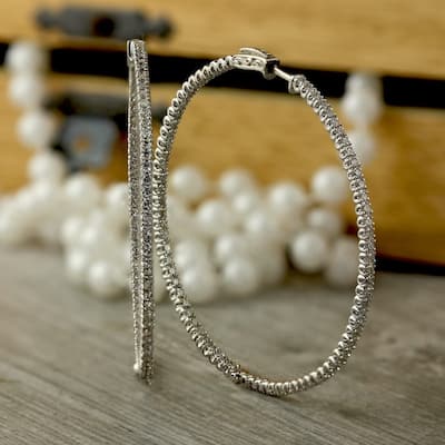 Auriya 14k Gold 3ctw Large Inside-out Diamond Hoop Earrings - 2.28-inch