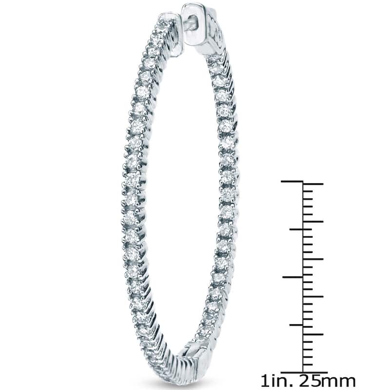 Auriya 14k Gold 3ctw Large Inside-out Diamond Hoop Earrings - 2.28-inch