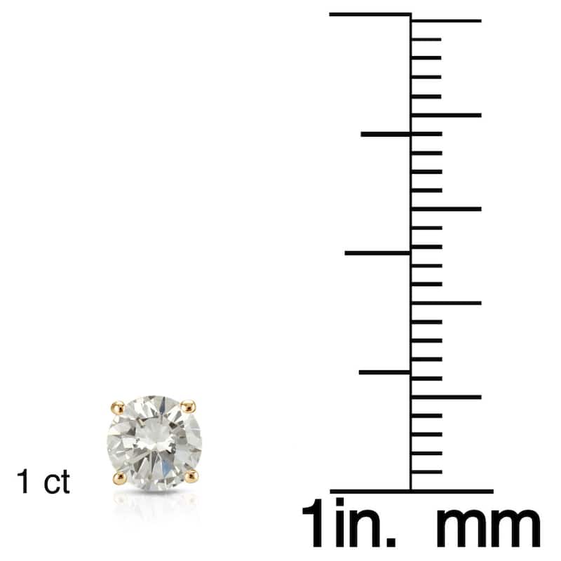 Auriya 14k Gold 1/2ct to 1ctw Round Clarity-enhanced Diamond Stud Earrings (J-K, SI1-SI2)