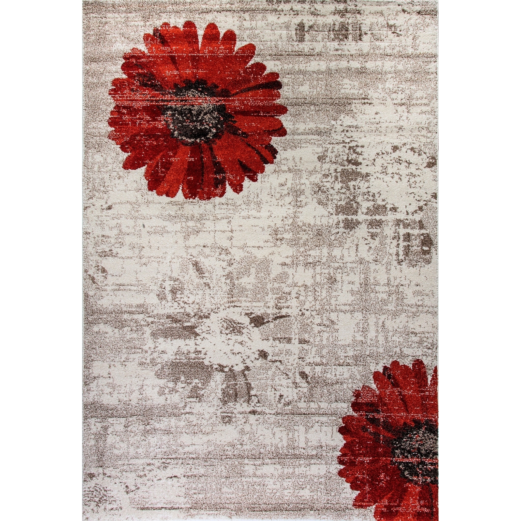 Eternity Daisy Ivory Red Rug (53 X 77)