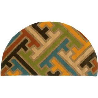 Beige Geometric Half Moon Rug (1'10 x 3'6) - Bed Bath & Beyond - 8184989