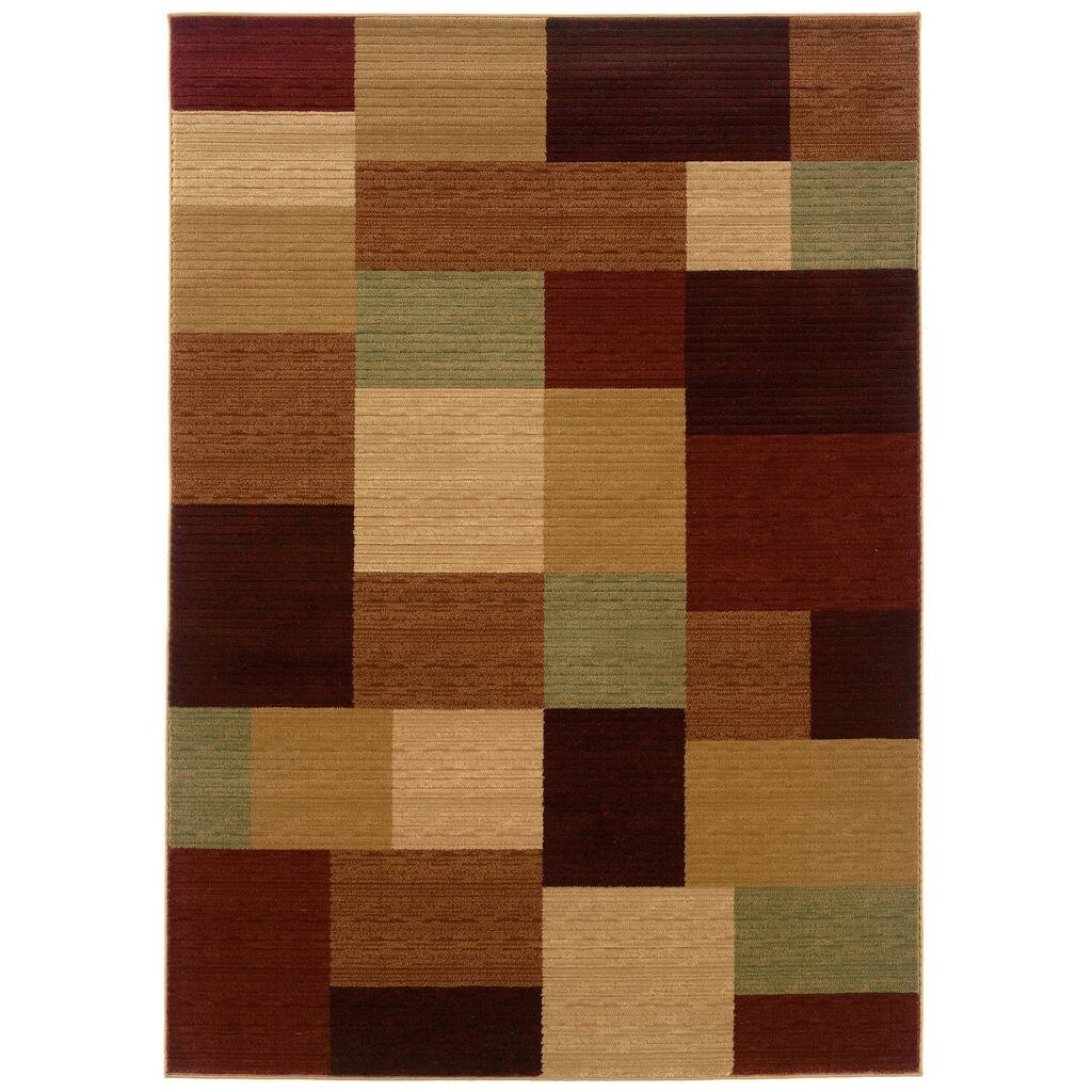 Sevita Cream/ Cherry Geometric Rug (3'11 x 5'3) - 3'9" x 5'3"/Surplus