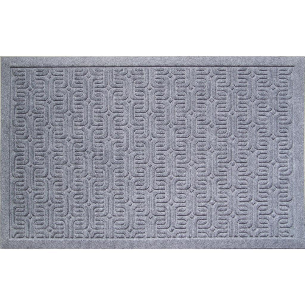 Weather Beater Geometric Pattern Grey Doormat (110 X 211)