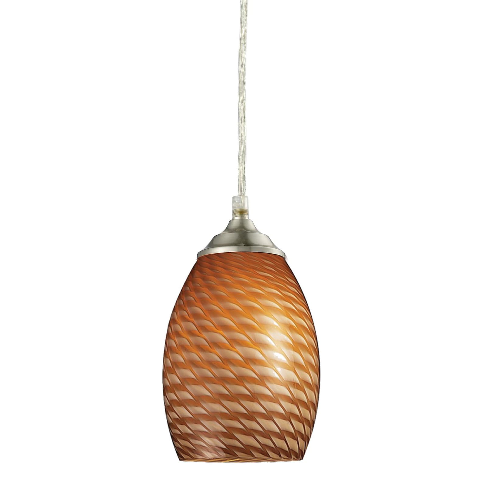 Jazz Brushed nickel Caramel glass 1 light Mini Pendant