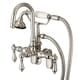preview thumbnail 1 of 3, Water Creation Polished Nickel Adjustable Spread Wall Mount Gooseneck Spout Tub Faucet, Swivel Wall Connector, Handheld Shower Lever Handles