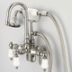 preview thumbnail 4 of 3, Water Creation Polished Nickel Adjustable Spread Wall Mount Gooseneck Spout Tub Faucet, Swivel Wall Connector, Handheld Shower Porcelain Lever Handles