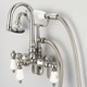 preview thumbnail 2 of 3, Water Creation Polished Nickel Adjustable Spread Wall Mount Gooseneck Spout Tub Faucet, Swivel Wall Connector, Handheld Shower Hot and Cold labeled porcelain lever handles