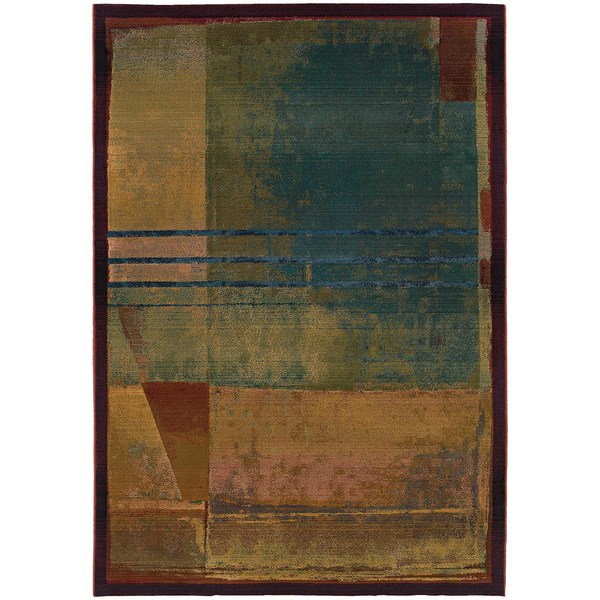 Karsyn Modern Abstract Red/Green Area Rug - 2'3" x 4'5"