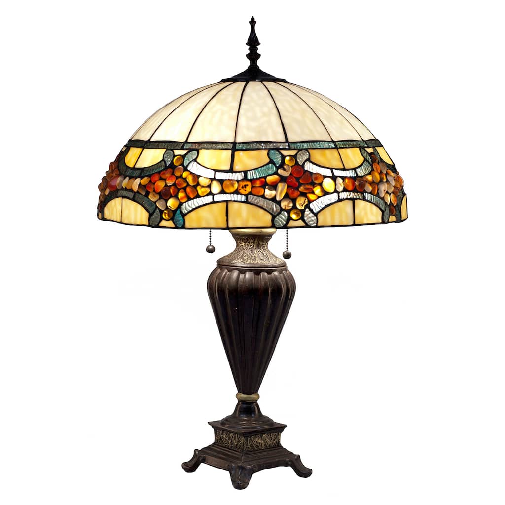 Tiffany Style Jade Stone Emperor Table Lamp