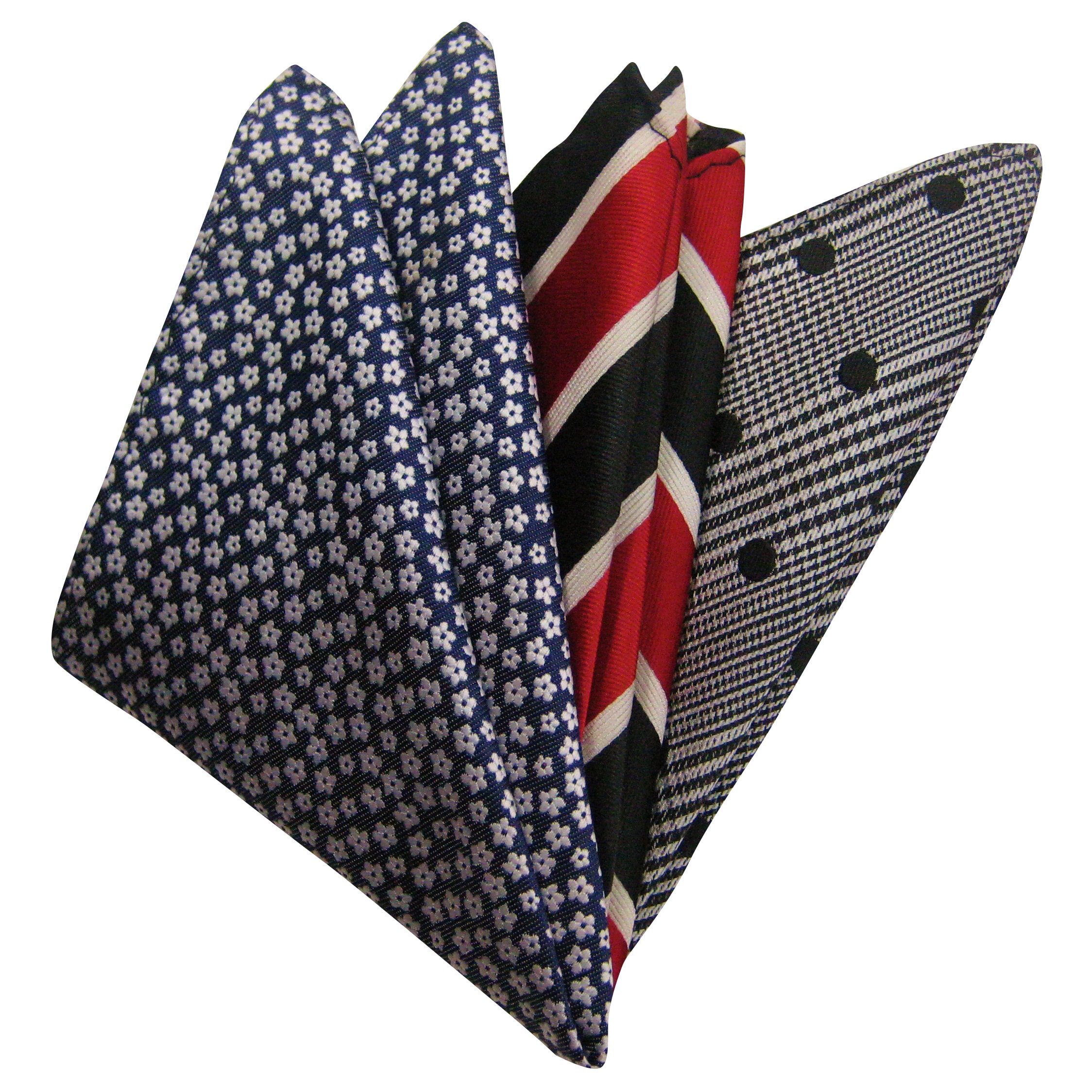 Dmitry Mens Blue/gray/red Italian Silk Pocket Squares (pack Of 3)