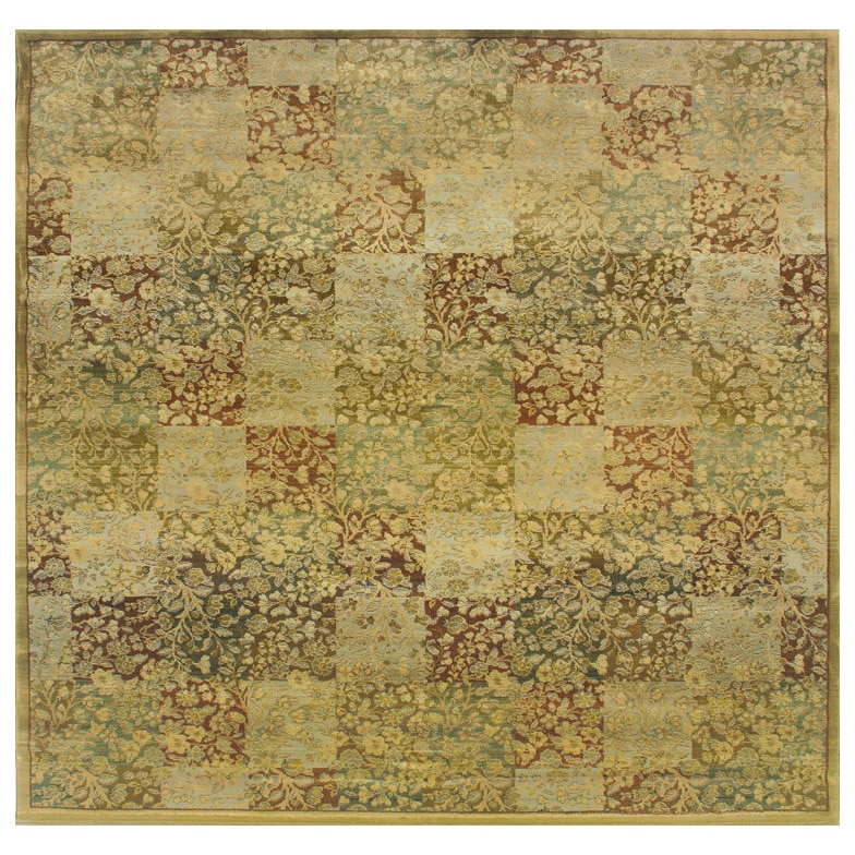 Generations Green/ Gold Polypropylene Rug (8 Square)