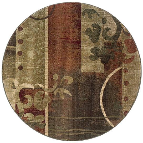 Genevieve Modern Impressions Green/Red Area Rug - 8' Round