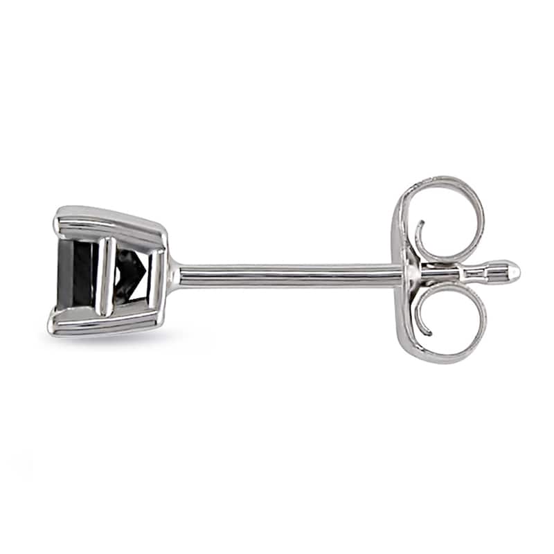 Miadora 10k White Gold 1/3ct TDW Princess-Cut Black Diamond Stud Earrings