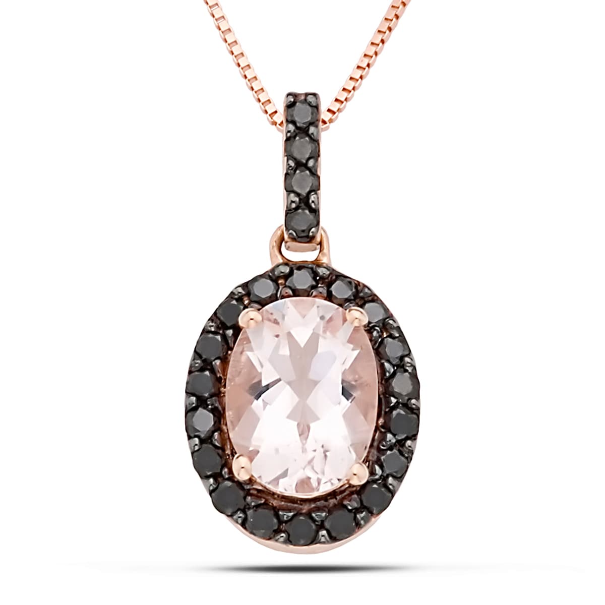 Miadora 14k Rose Gold Morganite and 1/5ct TDW Black Diamond Necklace