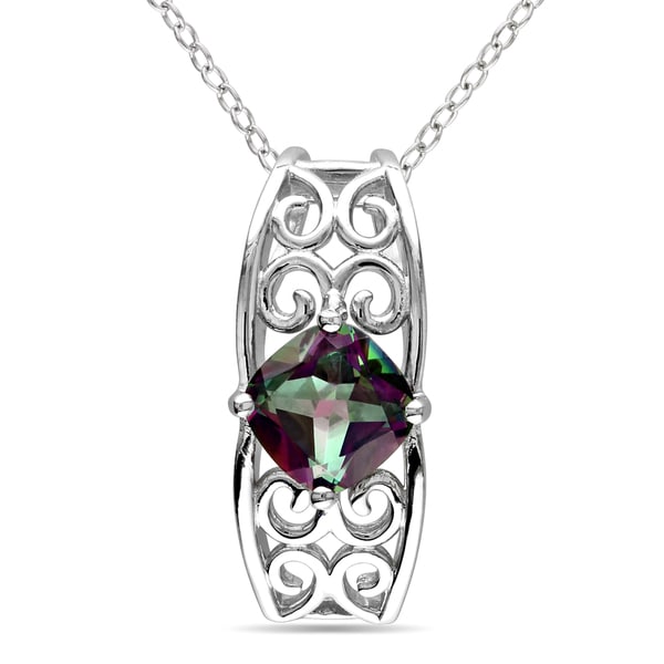 Miadora Sterling Silver 1 3/4ct Exotic Green Topaz Necklace